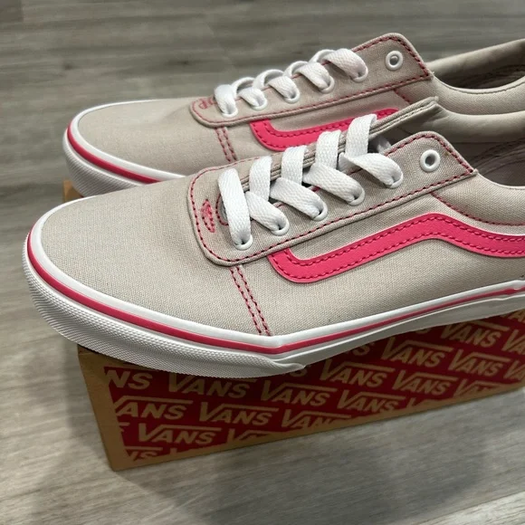 New in Box - Girls Vans Size 6 WARD SNEAKER IN POP STITCH GRAY/HONEYSUCKLE - Picture 8 of 9